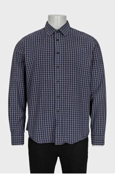 Чоловіча картата сорочка slim fit синього кольору