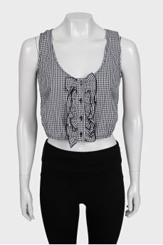 Crop top in plaid print with tag