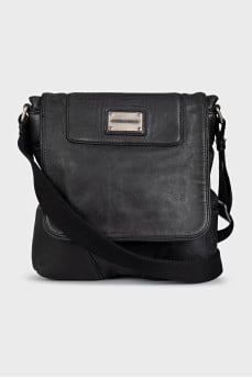 Men's black bag with silver logo