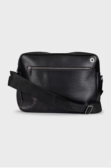 Men's black leather briefcase