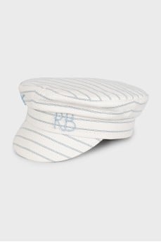 White Baker Boy striped cap