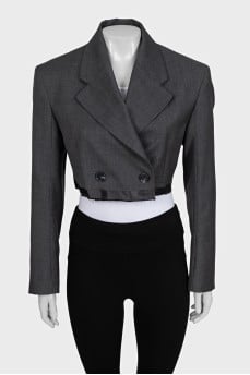 Cropped double-breasted jacket in gray