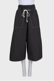 Cropped straight-leg trousers with ties