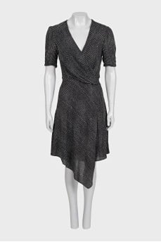 Fitted dress with short sleeves in a small print