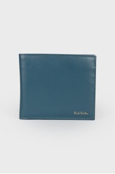 Blue -colored male wallet with tag