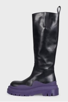 Black leather Tire boots