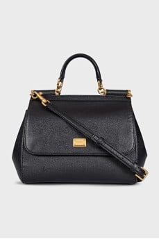 Black leather satchel Sicily