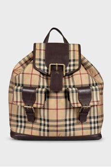 Canvas backpack with signature print