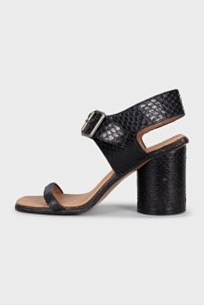 Black snakeskin sandals