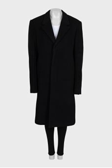 Men's black single-breasted button-down coat