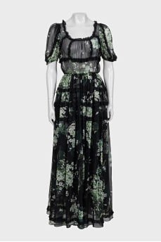 Sheer printed maxi dress