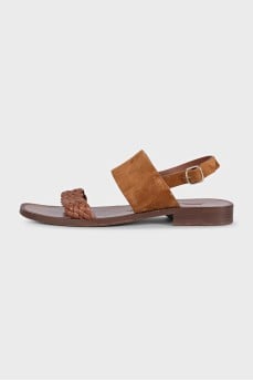Brown leather and suede sandals