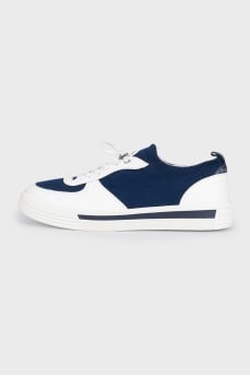 Men's blue sneakers made of textile and leather