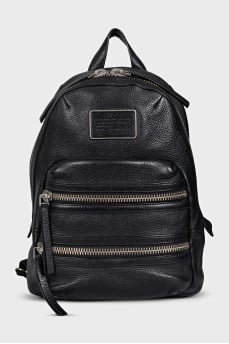 Black Leather Biker Backpack