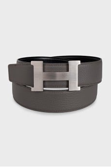 Men's reversible leather belt with logo