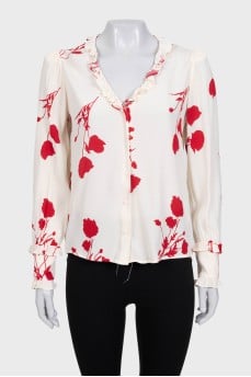White blouse with floral print
