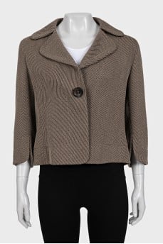Brown cropped printed jacket