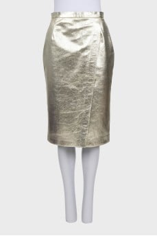 Gold pencil skirt with slit