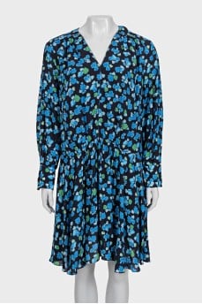Black long-sleeved floral dress