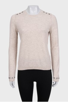 Beige wool and cashmere jumper
