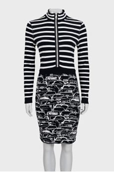 Black and white striped dress