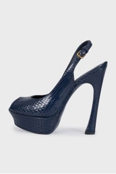 Blue python leather shoes