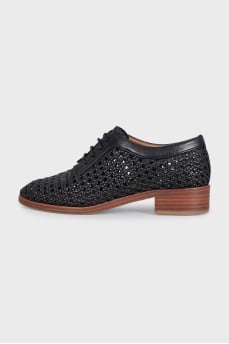 Black woven leather shoes