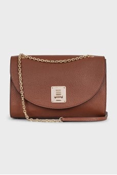 Brown leather bag with gold hardware