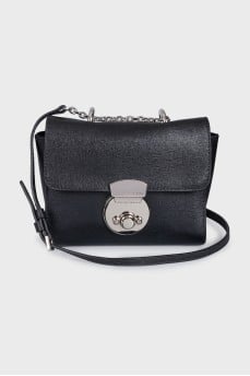Black leather shoulder bag