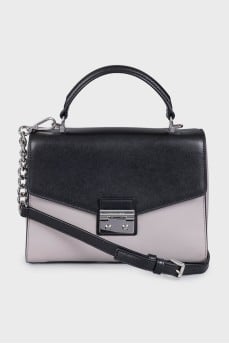 Two-tone leather satchel
