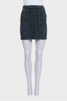 Gray velvet mini skirt