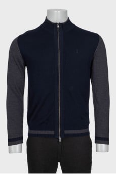 Men's two-tone zip-up cardigan