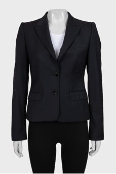 Black fitted button-down jacket