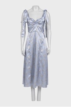 Light blue fitted dress with floral print