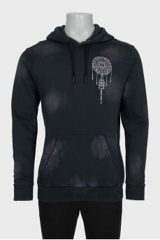 Men's gray printed hoodie