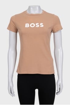 Light brown T-shirt with logo