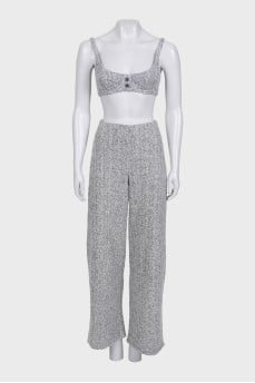 Gray suit with wide patterned trousers