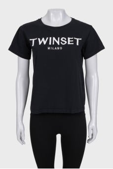 Black T-shirt with embroidered logo