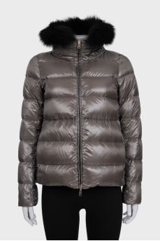 Reversible fox fur print jacket