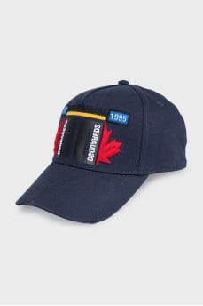Men's blue cap with patches