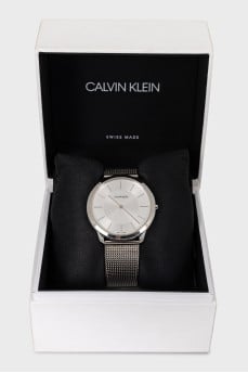 Men's silver watch with braided pattern