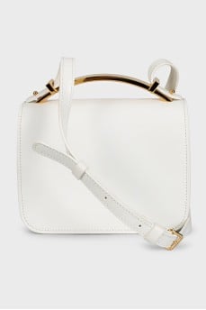 Leather crossbody bag with gold handle