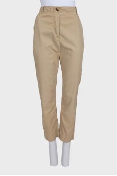 Beige straight-leg trousers with buttons