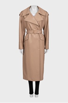 Beige double-breasted coat with buttons