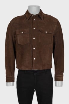 Men's brown suede jacket with buttons