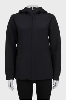 Sports black sweatshirt with a hood
