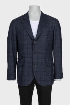 Men's straight-cut plaid print jacket