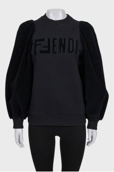 Black sweatshirt with puff sleeves