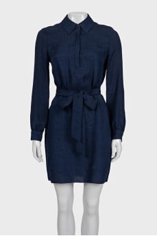 Blue shirt dress with a 3D pattern