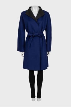 Blue wool and cashmere coat